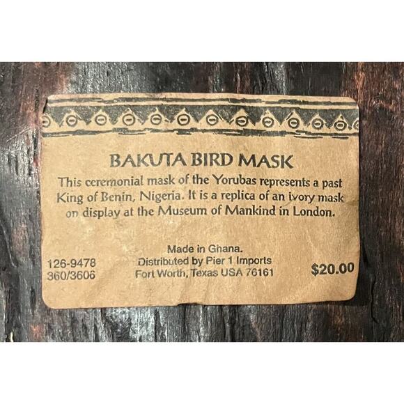 VTG Ghana Mask Pier 1 Imports Hand Carved Wood Ceremonial Africa Beads Tribal - Picture 4 of 4